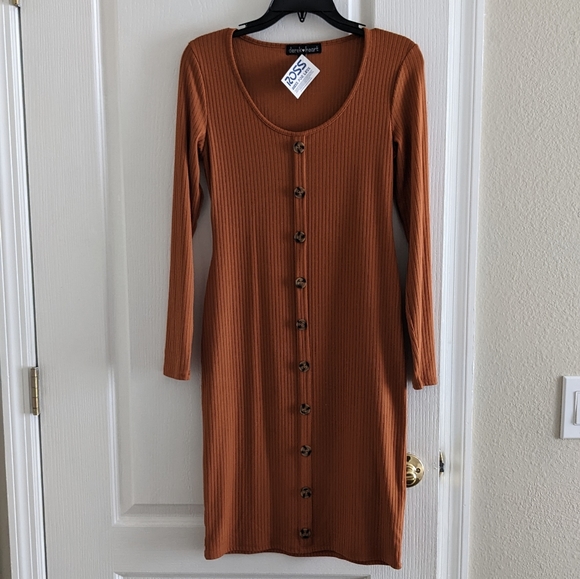Brown Long Sleeve Dress Size Medium - Picture 1 of 3